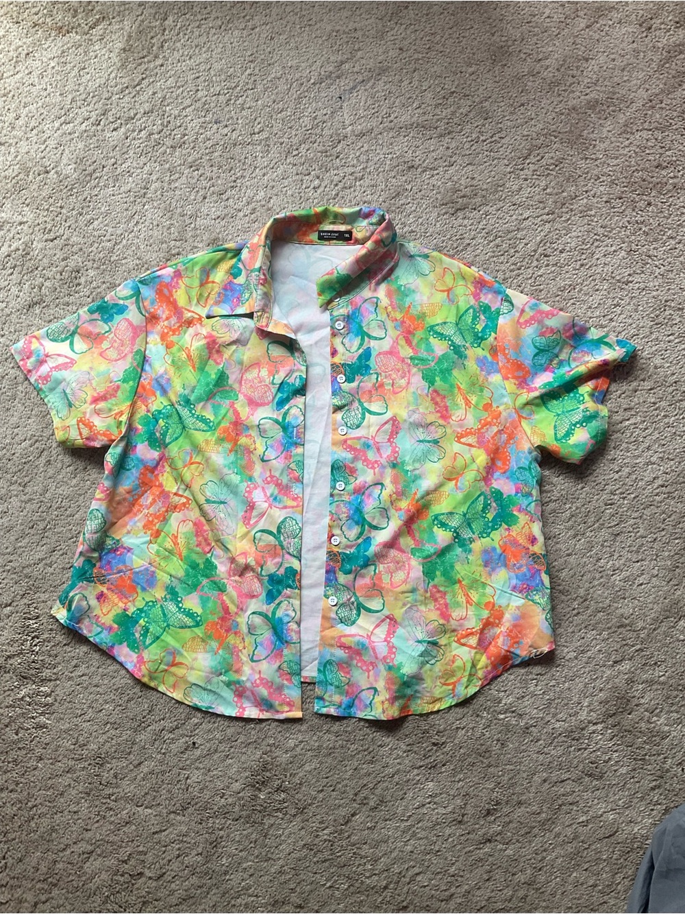 SHEIN Multicolor Print Short-Sleeve Button-Down Shirt
